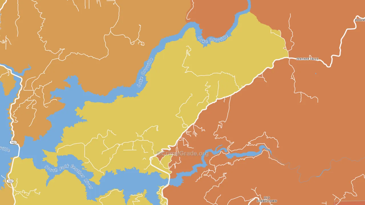 Feather Falls, CA Map of Burglary Rates