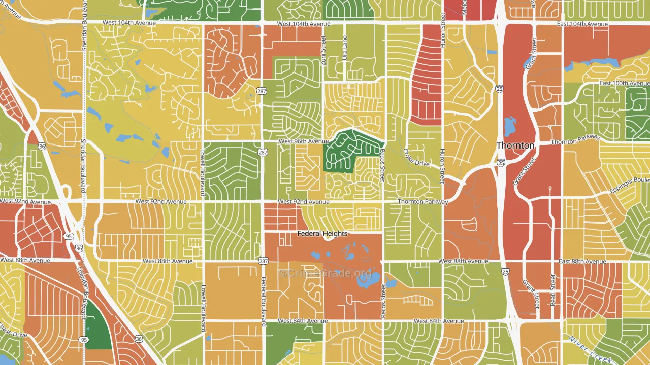 Federal Heights, CO Map of Burglary Rates