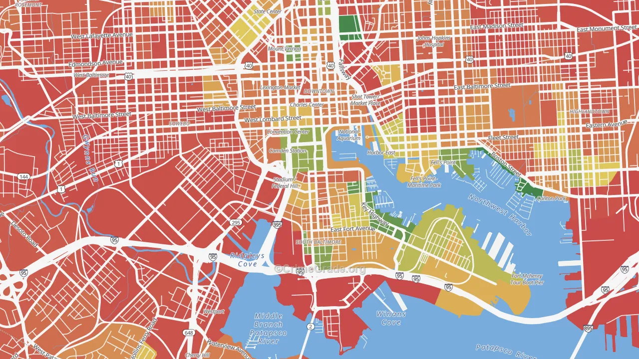 Federal Hill-Montgomery, Baltimore, MD Map of Burglary Rates
