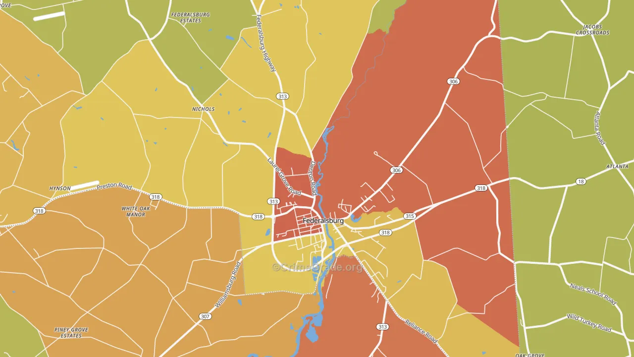 Federalsburg, MD Map of Burglary Rates