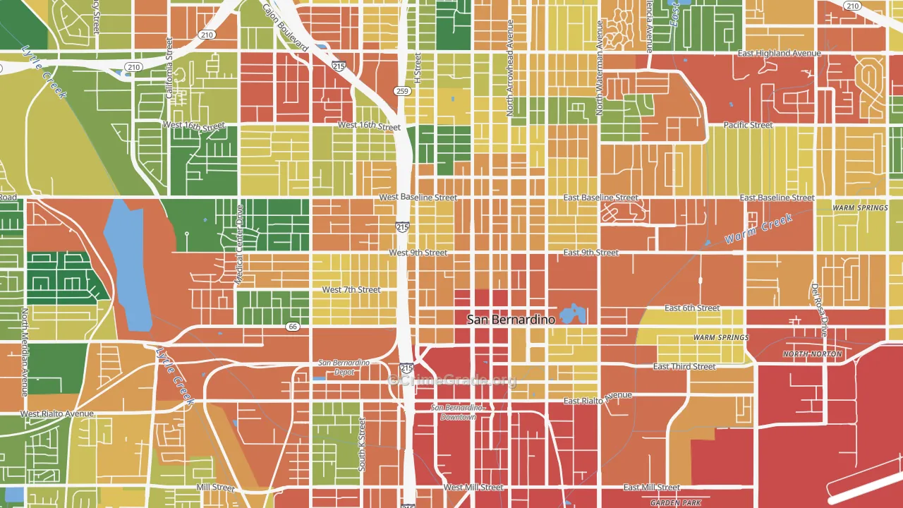 Feldheym, San Bernardino, CA Map of Burglary Rates