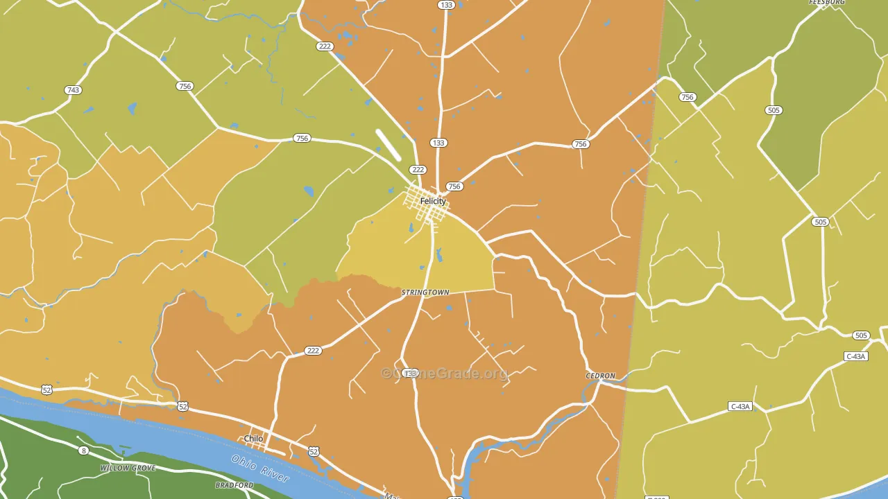 Felicity, OH Map of Burglary Rates