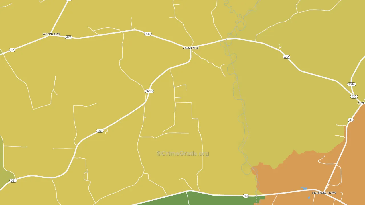 Felixville, LA Map of Burglary Rates