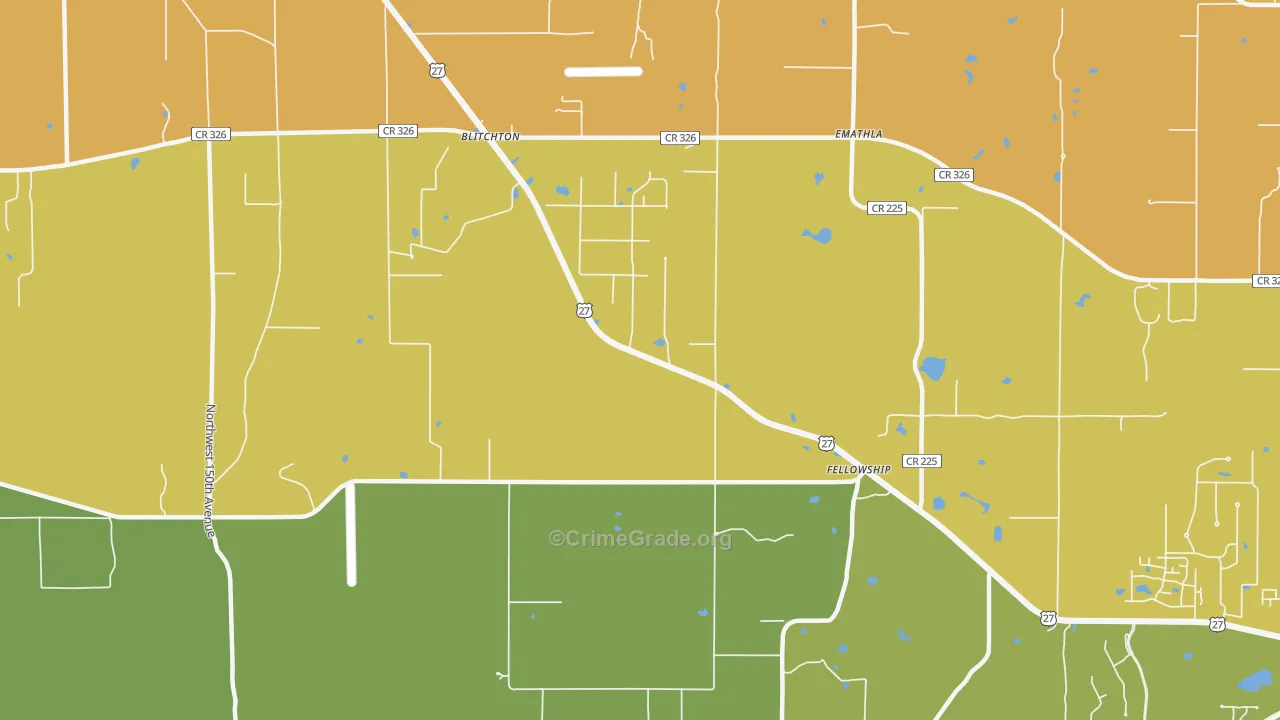 Fellowship, FL Map of Burglary Rates
