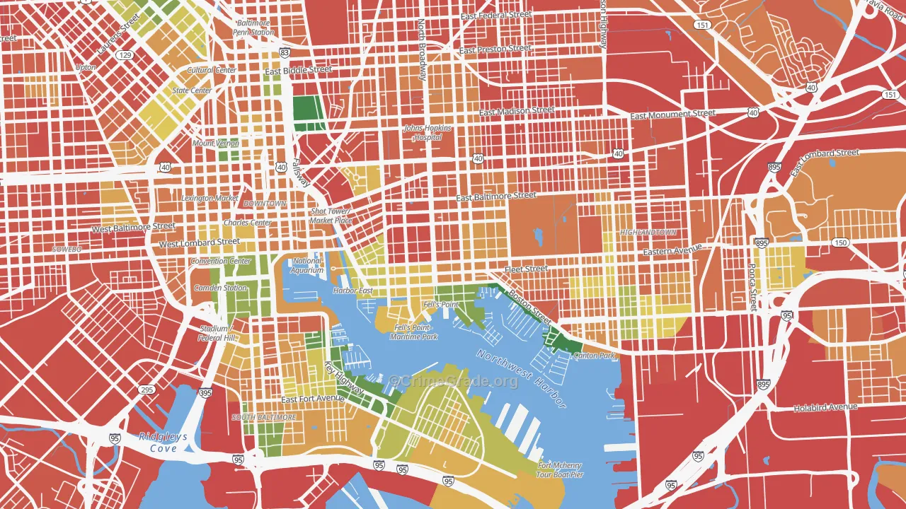 Fells Point, Baltimore, MD Map of Burglary Rates