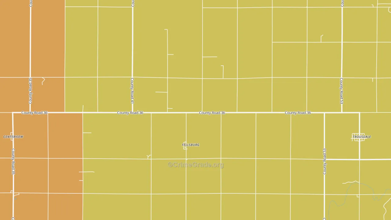 Fellsburg, KS Map of Burglary Rates