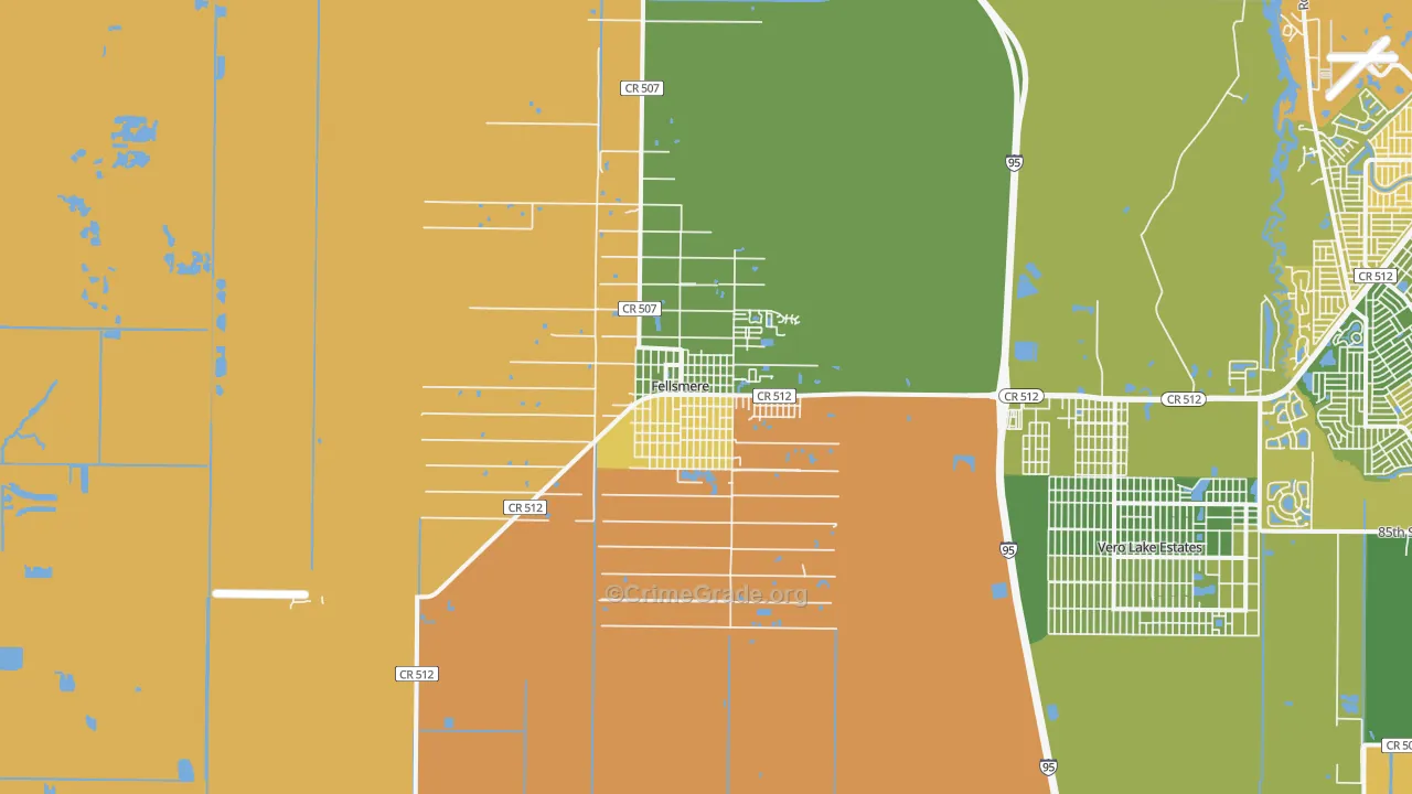 Fellsmere, FL Map of Burglary Rates