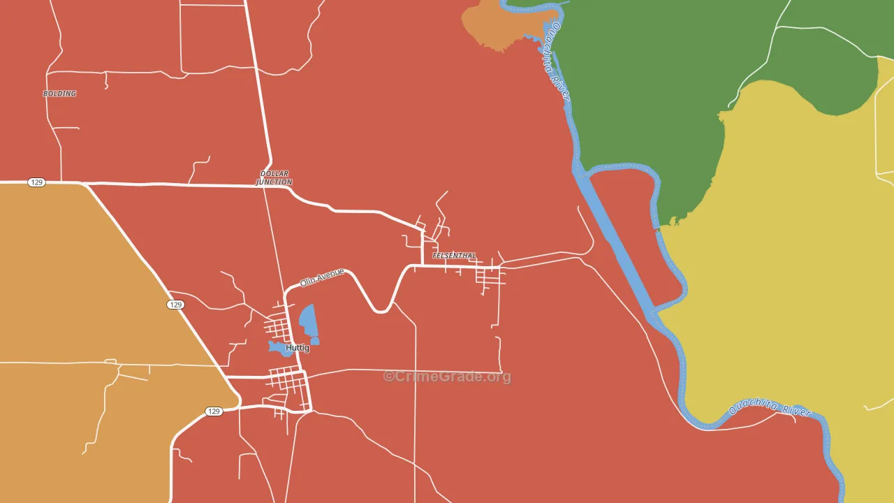 Felsenthal, AR Map of Burglary Rates