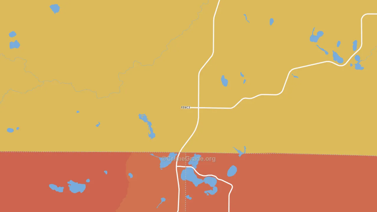 Fence, WI Map of Burglary Rates