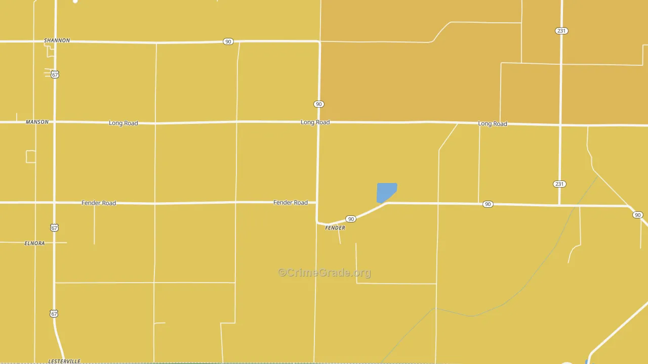 Fender, AR Map of Burglary Rates