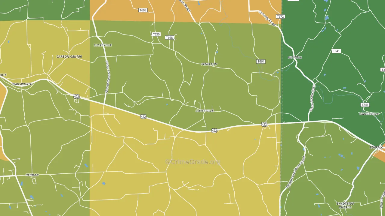 Fenelton, PA Map of Burglary Rates