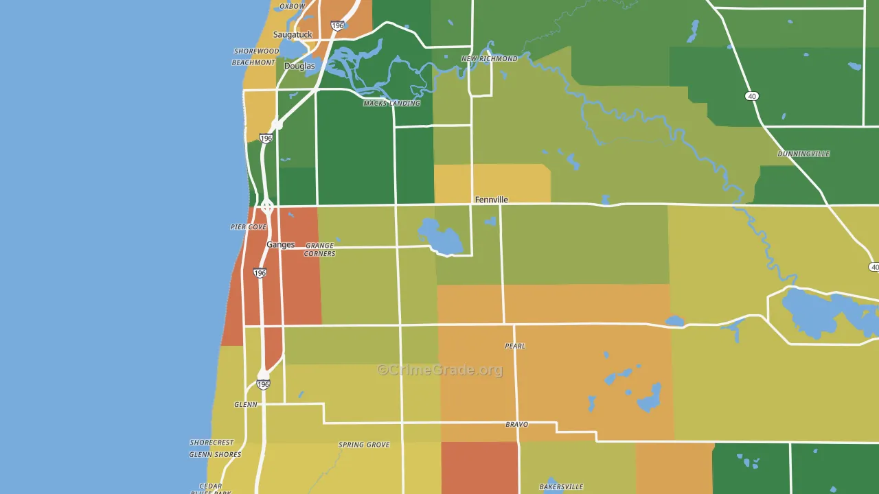 Fennville, MI Map of Burglary Rates