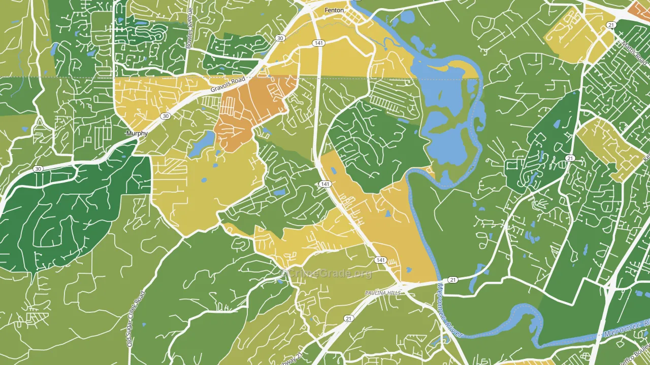 Fenton Area, Fenton, MO Map of Burglary Rates