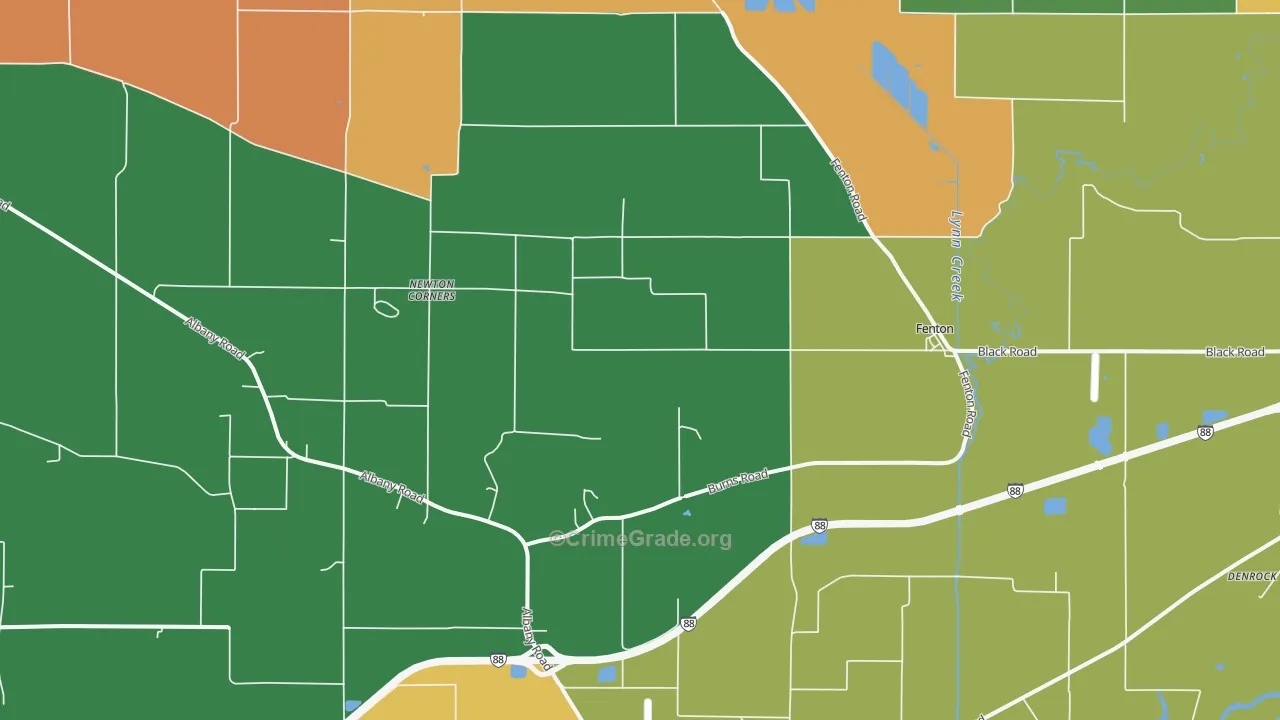 Fenton, IL Map of Burglary Rates