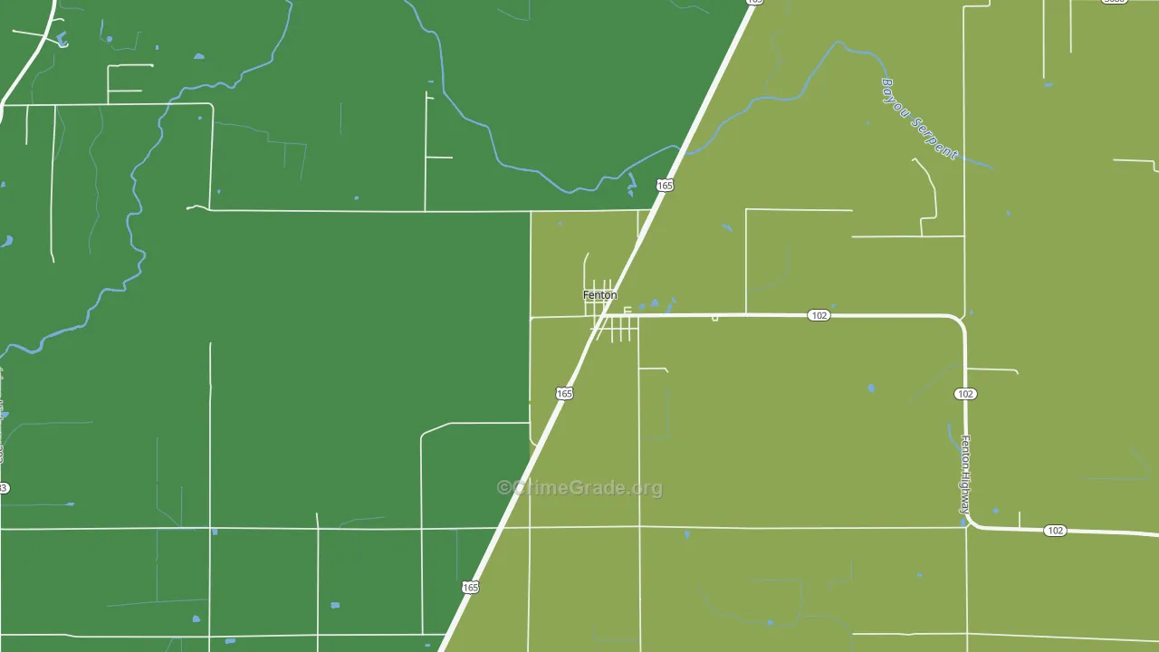 Fenton, LA Map of Burglary Rates