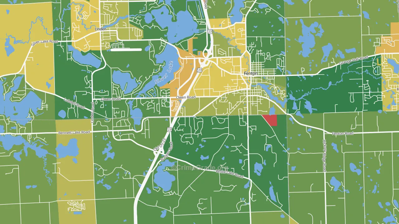 Fenton, MI Map of Burglary Rates