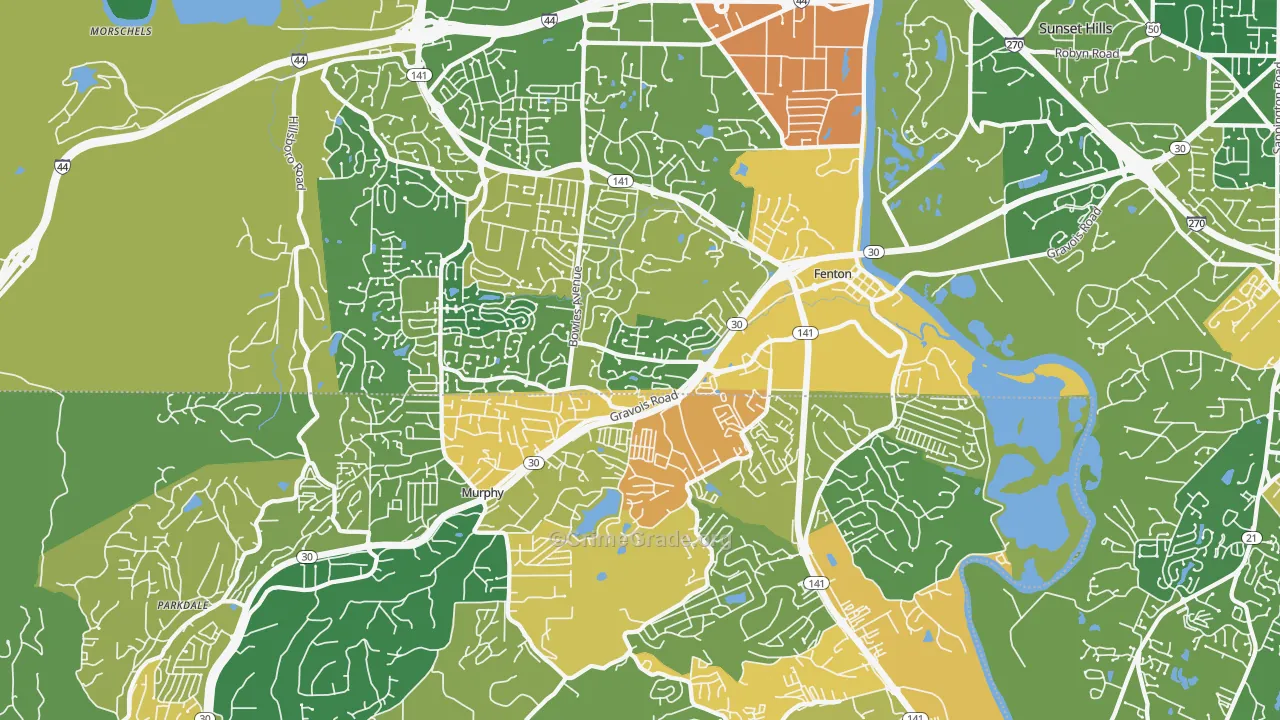 Fenton, MO Map of Burglary Rates