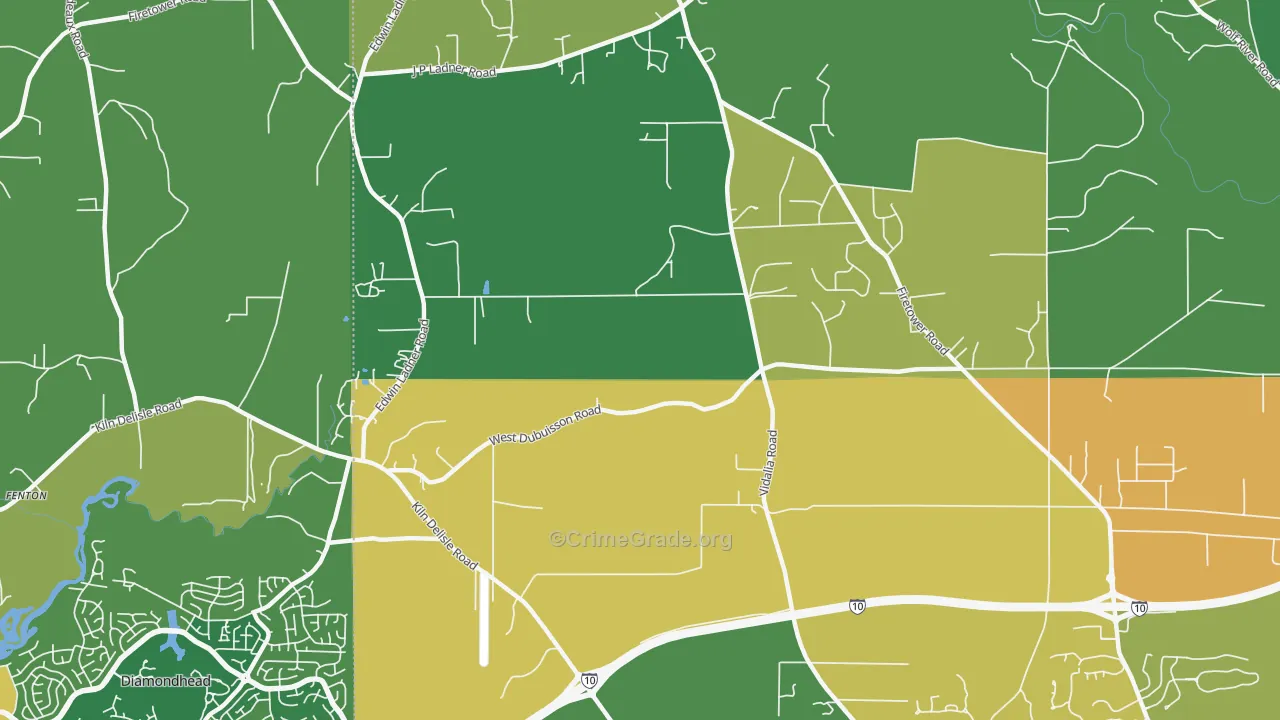 Fenton, MS Map of Burglary Rates