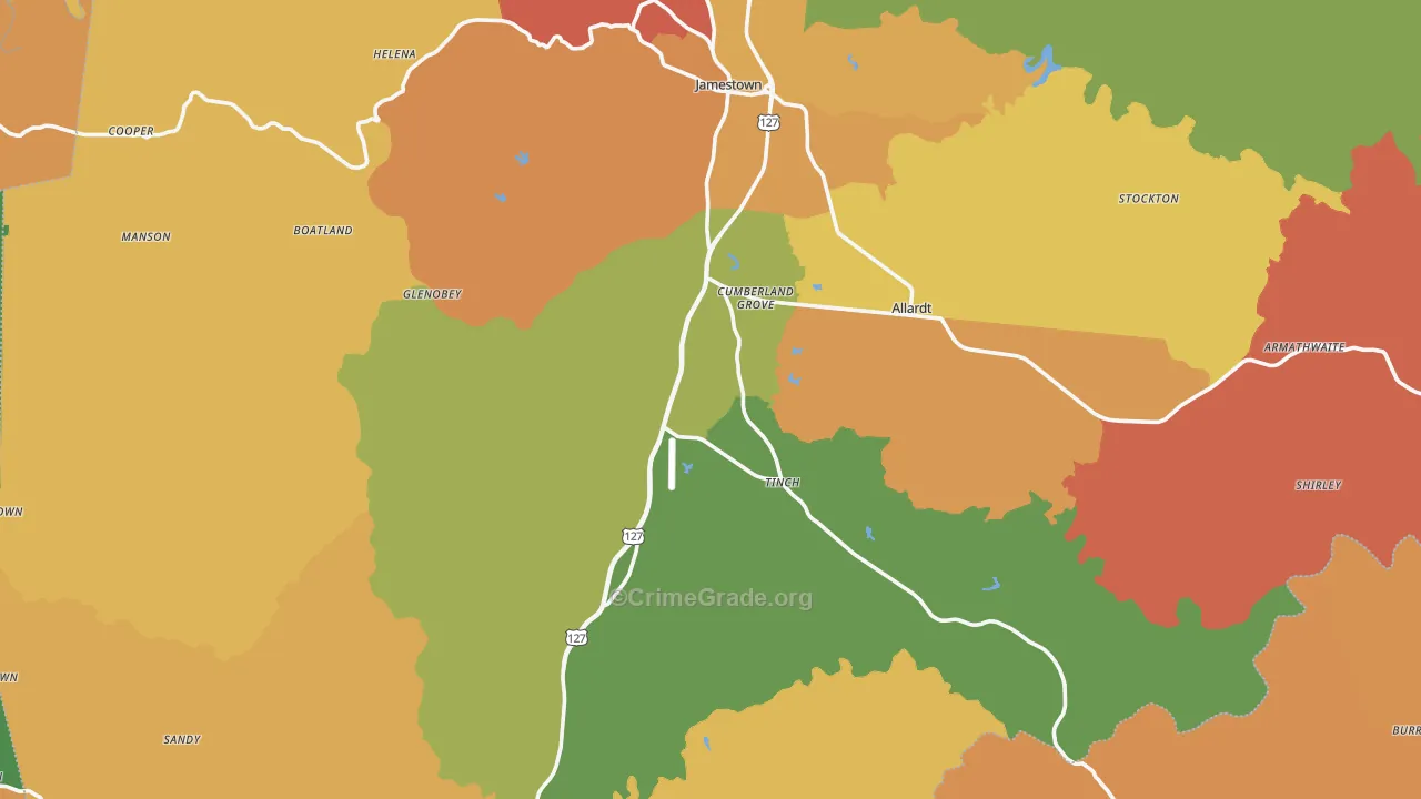 Fentress County, TN Map of Burglary Rates