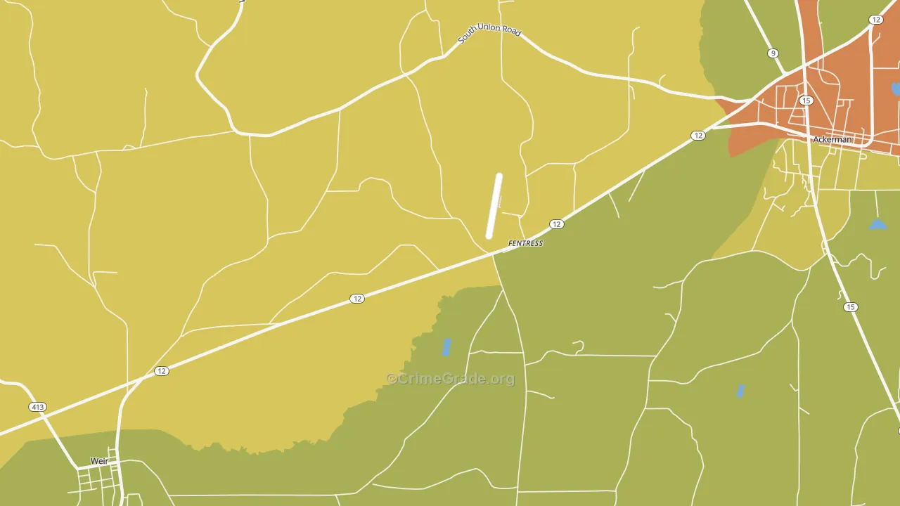 Fentress, MS Map of Burglary Rates