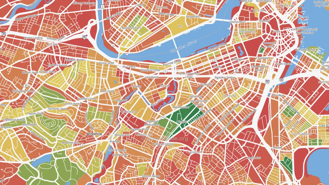 Fenway-Kenmore, Boston, MA Map of Burglary Rates