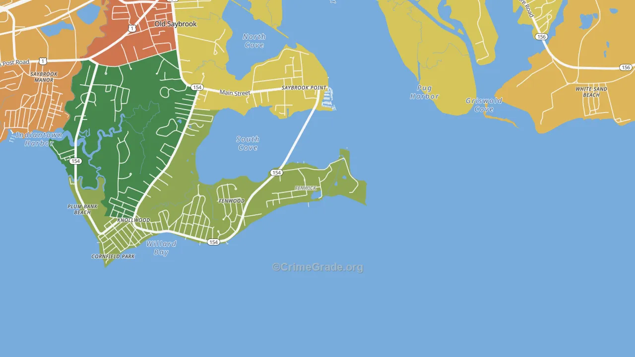 Fenwick, CT Map of Burglary Rates