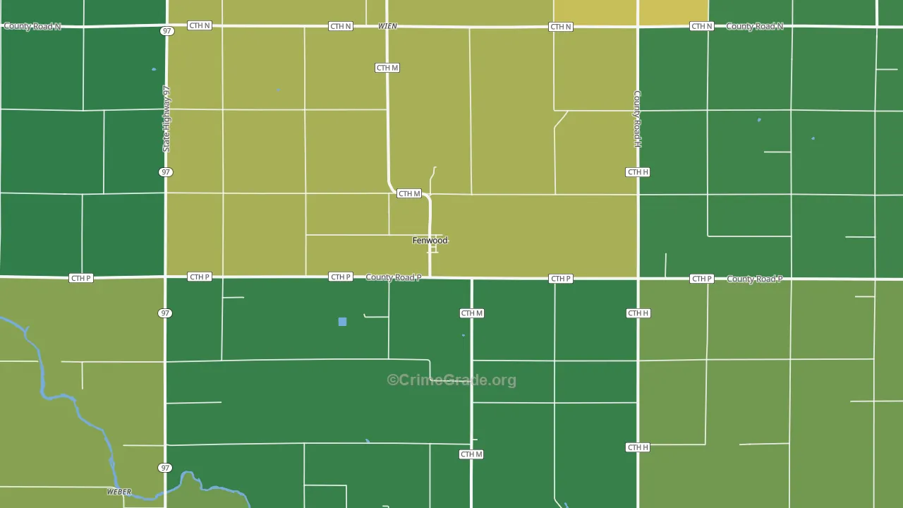 Fenwood, WI Map of Burglary Rates