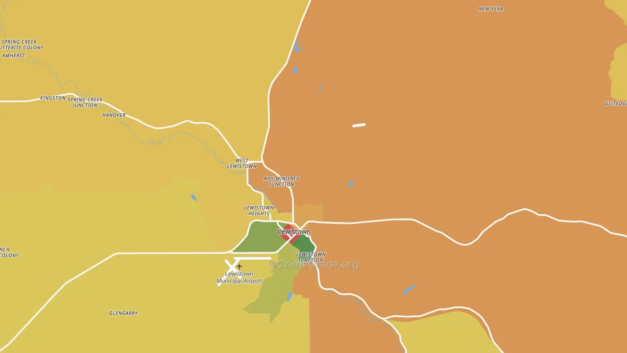 Fergus County, MT Map of Burglary Rates