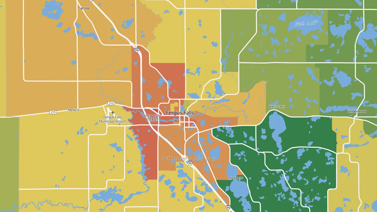 Fergus Falls, MN Map of Burglary Rates