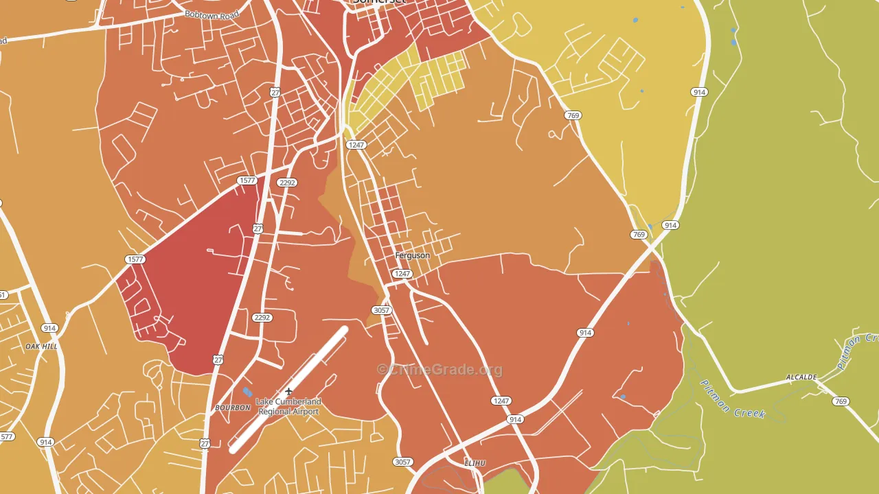 Ferguson, KY Map of Burglary Rates