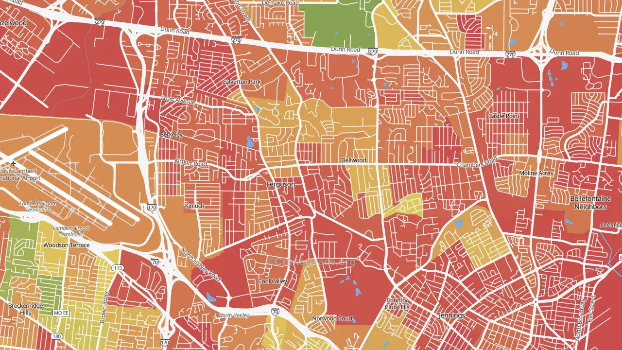 Ferguson, MO Map of Burglary Rates