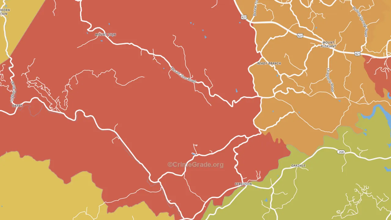 Ferguson, NC Map of Burglary Rates