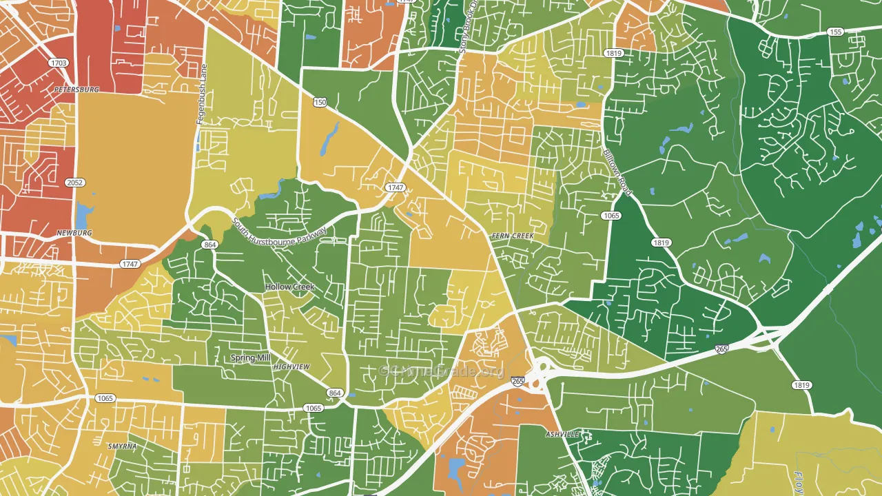 Fern Creek, Louisville, KY Map of Burglary Rates