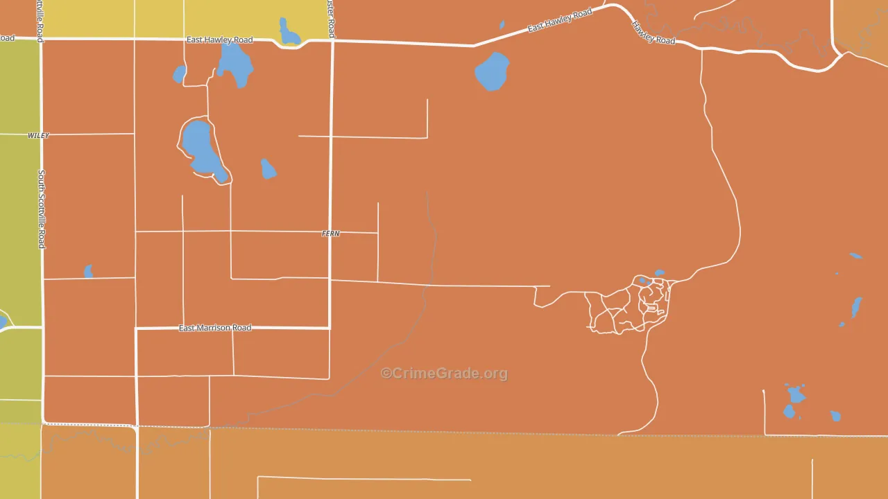 Fern, MI Map of Burglary Rates