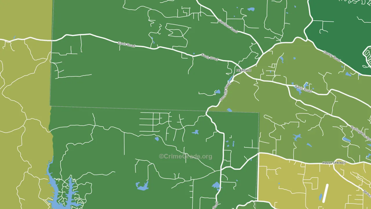 Ferndale, AR Map of Burglary Rates