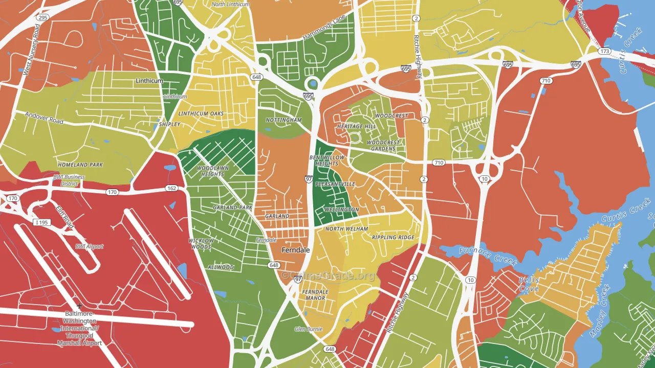 Ferndale, MD Map of Burglary Rates