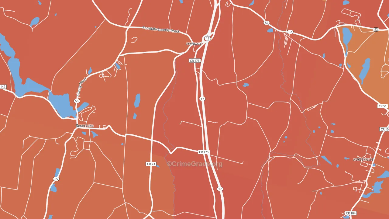Ferndale, NY Map of Burglary Rates
