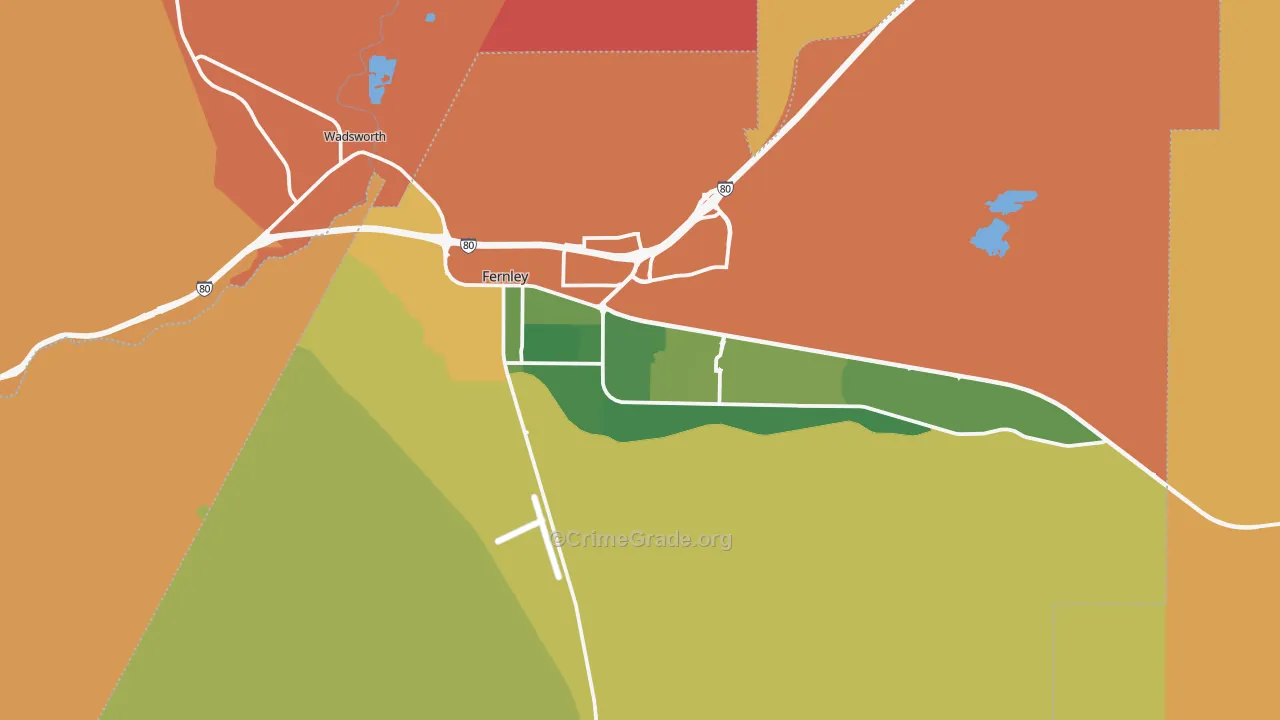 Fernley, NV Map of Burglary Rates