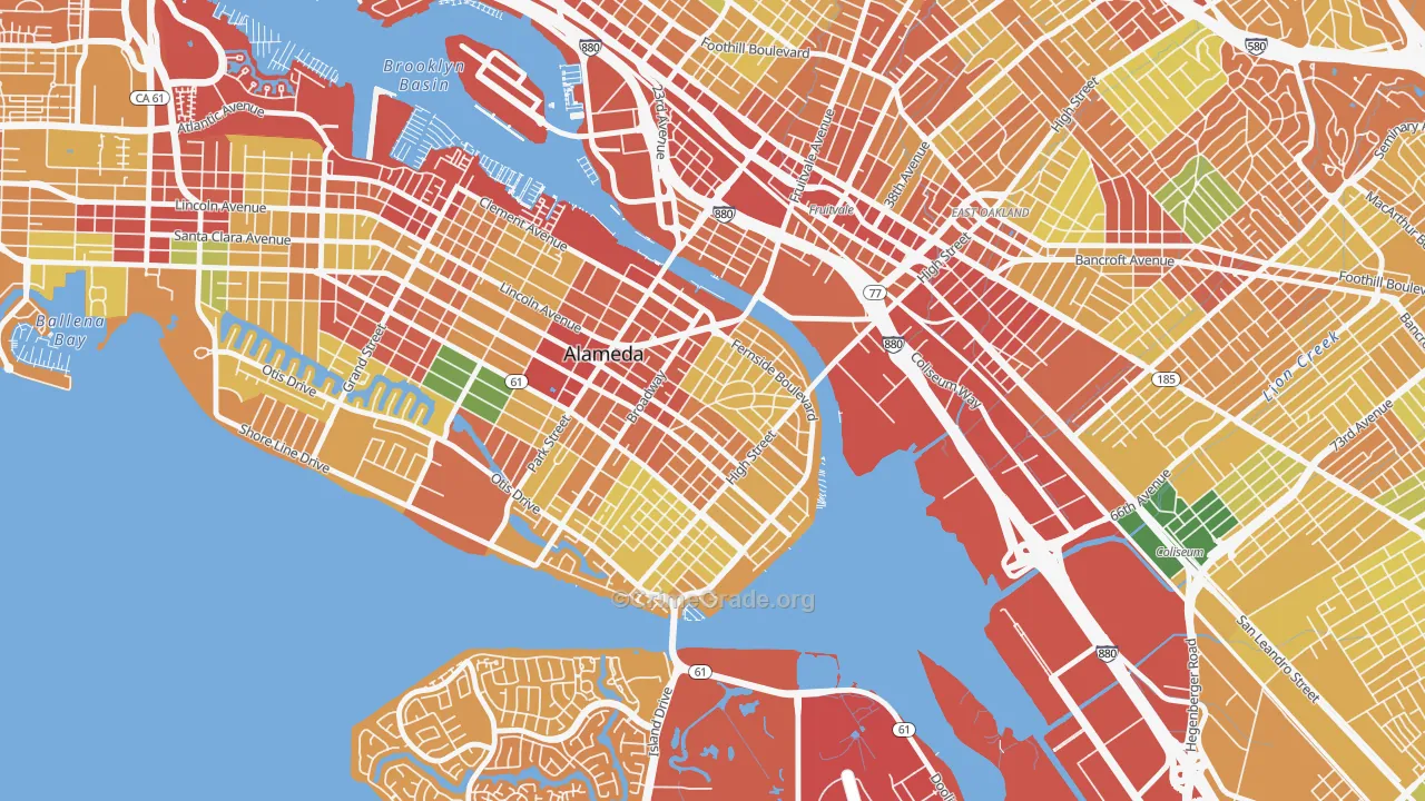 Fernside, Alameda, CA Map of Burglary Rates