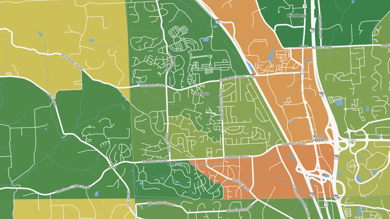 Fernway, PA Map of Burglary Rates