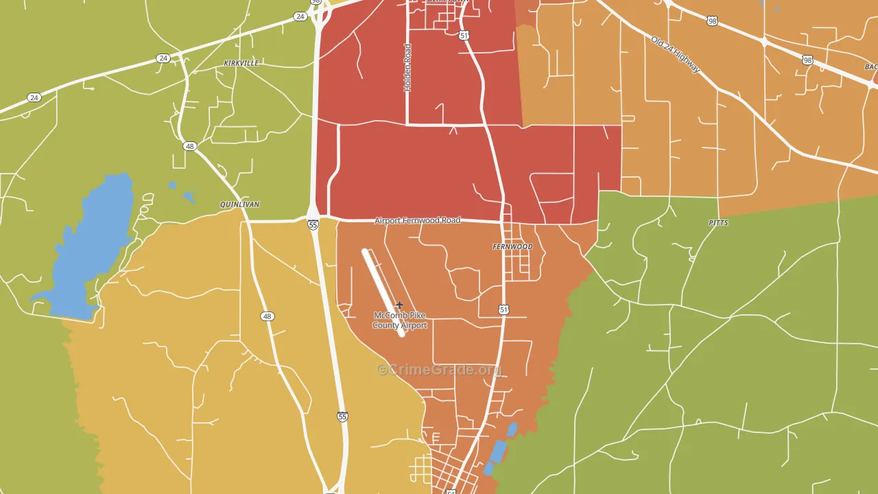 Fernwood, MS Map of Burglary Rates