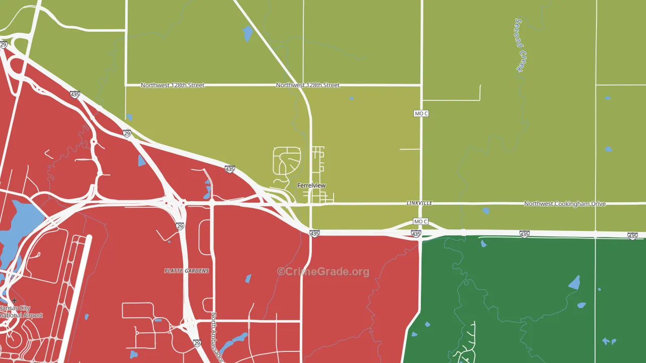 Ferrelview, MO Map of Burglary Rates