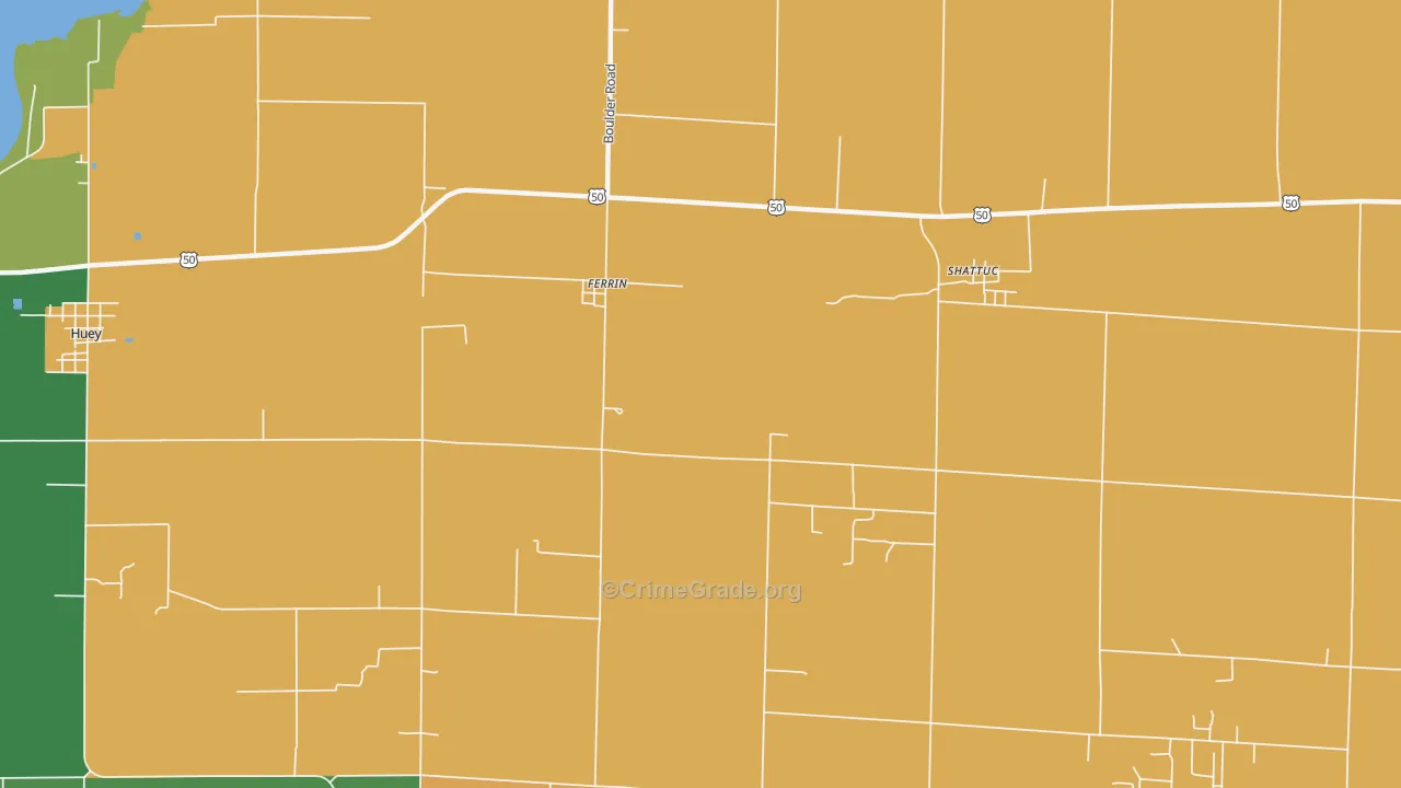 Ferrin, IL Map of Burglary Rates