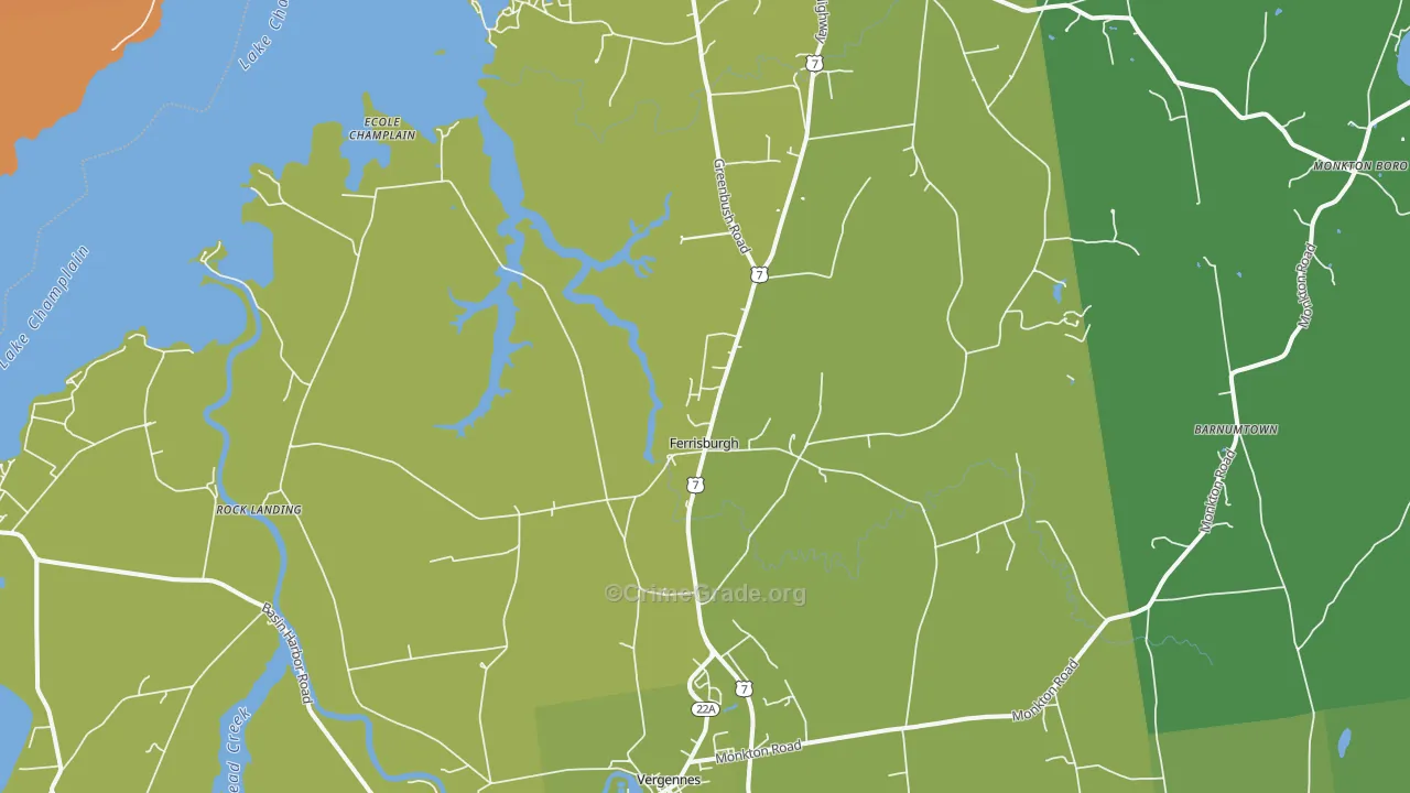 Ferrisburg, VT Map of Burglary Rates