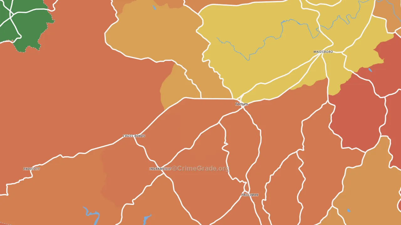 Ferrum, VA Map of Burglary Rates
