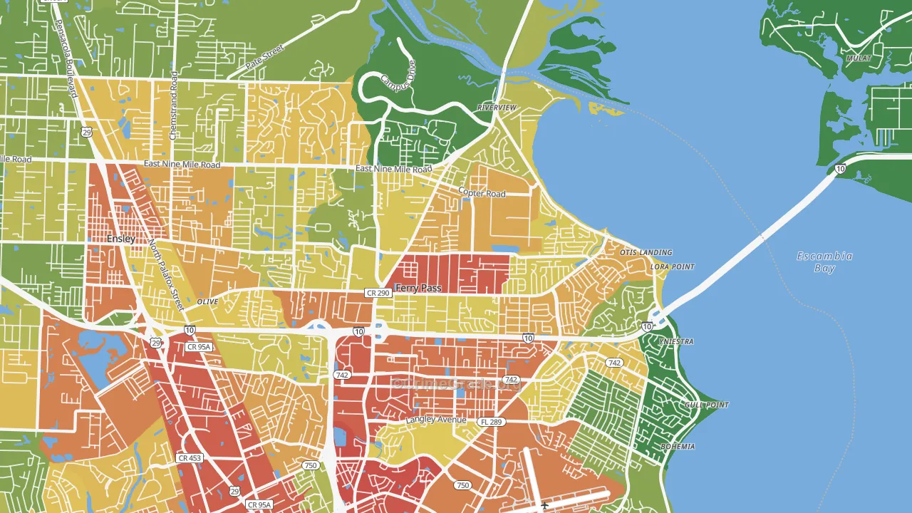 Ferry Pass, FL Map of Burglary Rates