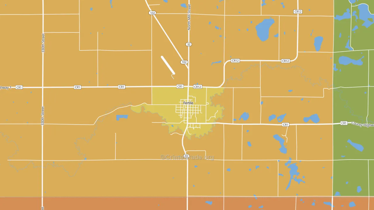 Fertile, MN Map of Burglary Rates