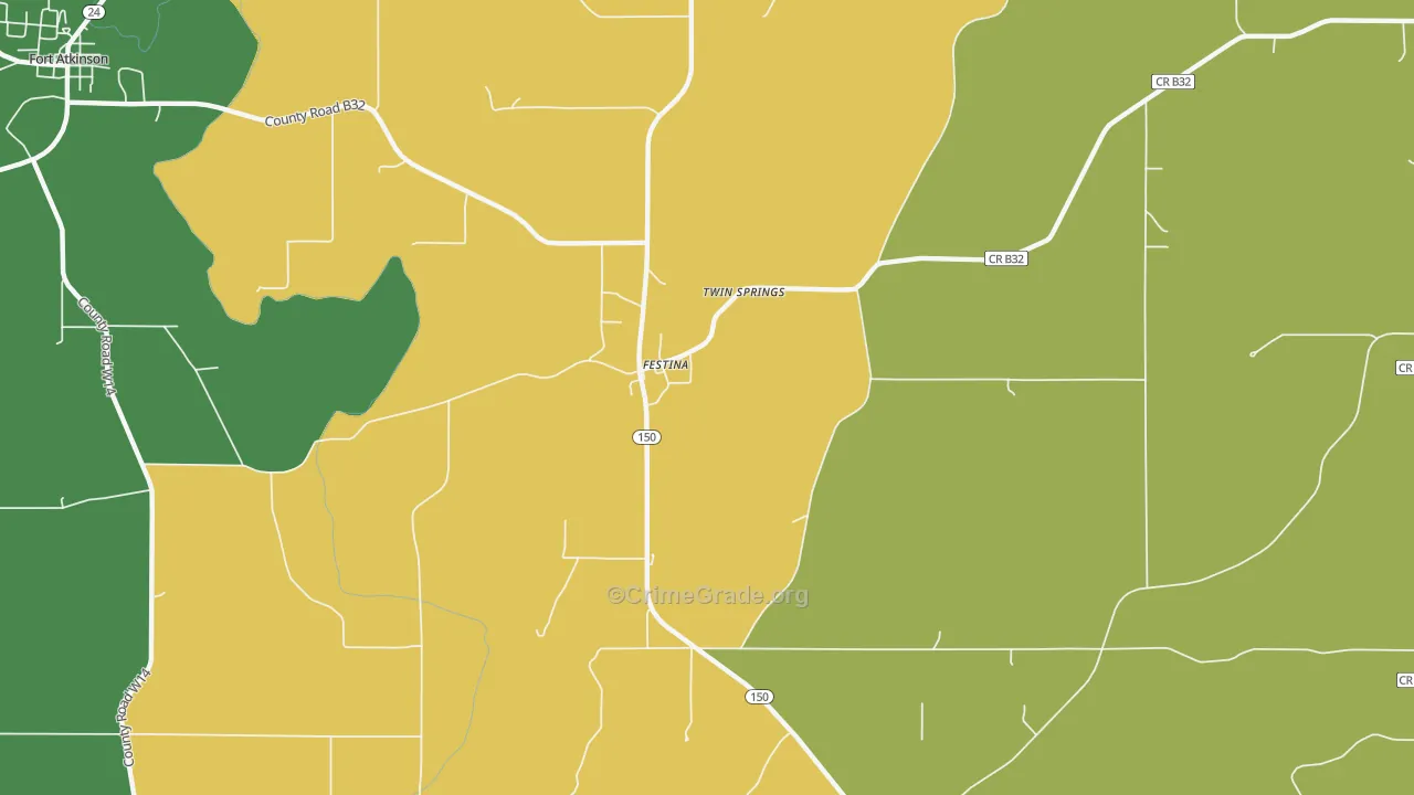 Festina, IA Map of Burglary Rates