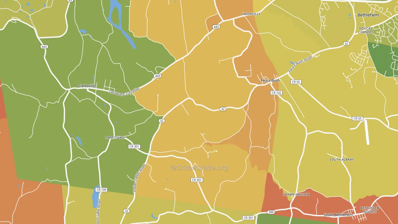 Feura Bush, NY Map of Burglary Rates