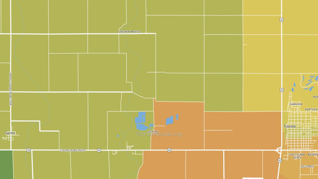 Ficklin, IL Map of Burglary Rates